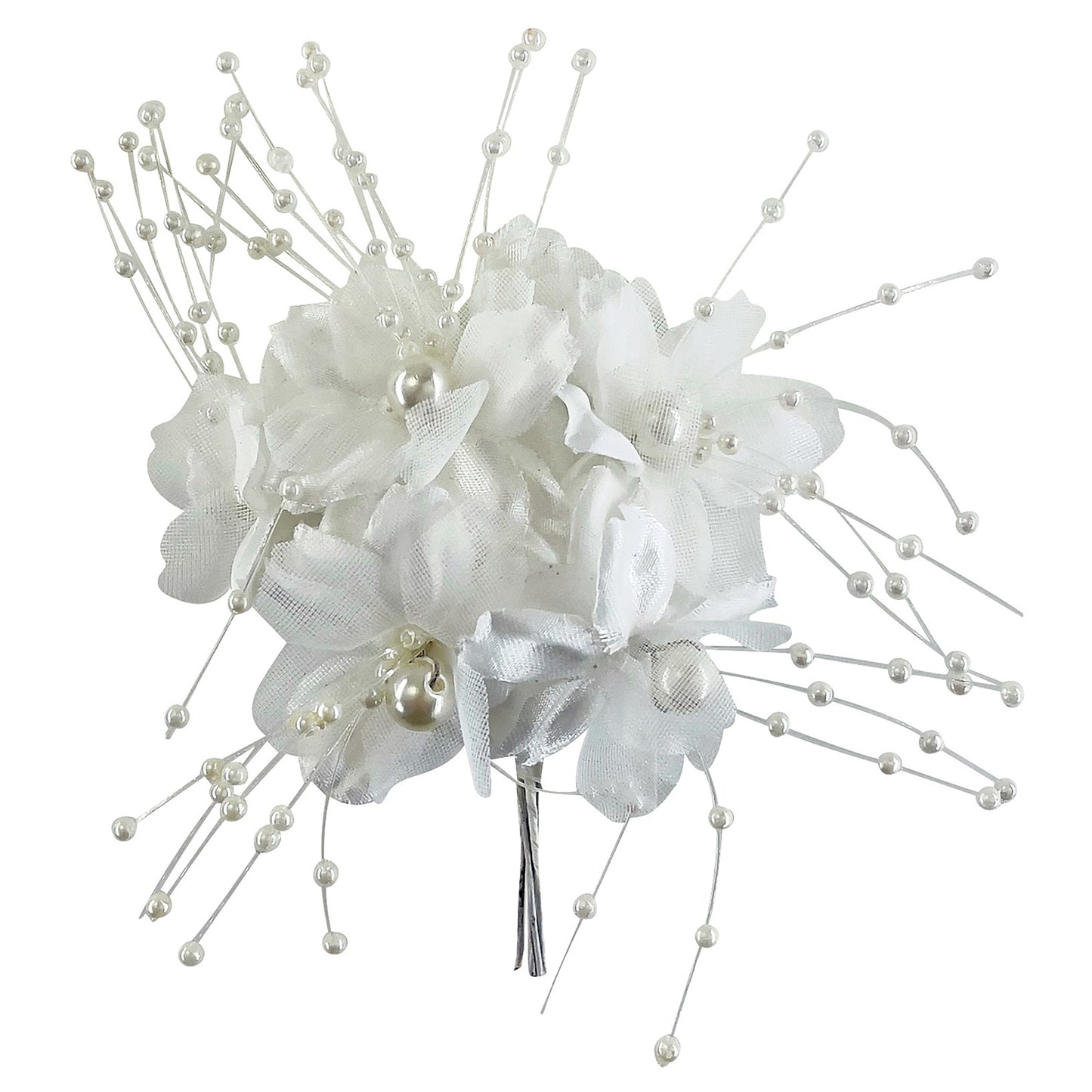 Vintage Floral Cluster Burst Stem   - White