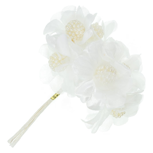 Vintage Bridal Floral Cluster Burst Stem   - White