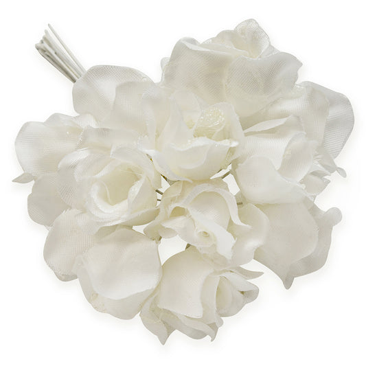 Vintage Rose Cluster with Stem   - Ivory