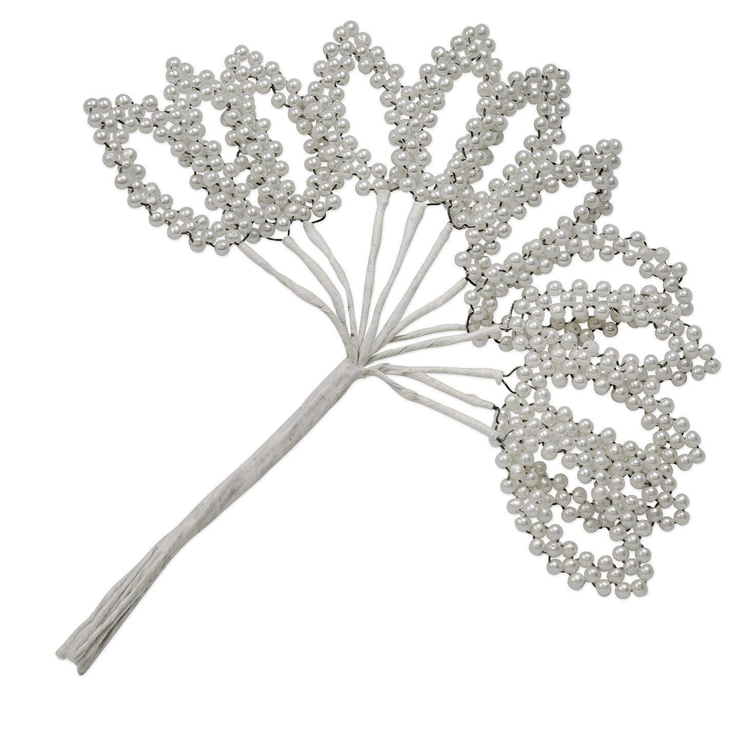 Vintage Pearl Leaves with Stem   - White