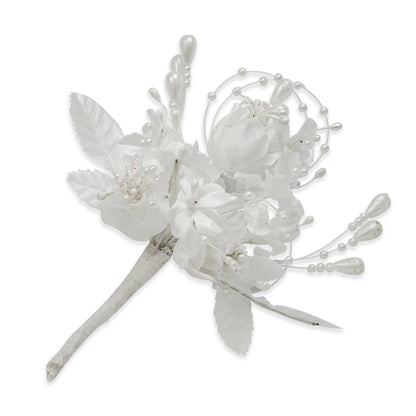 Vintage Flower with Pearls Spray  - White