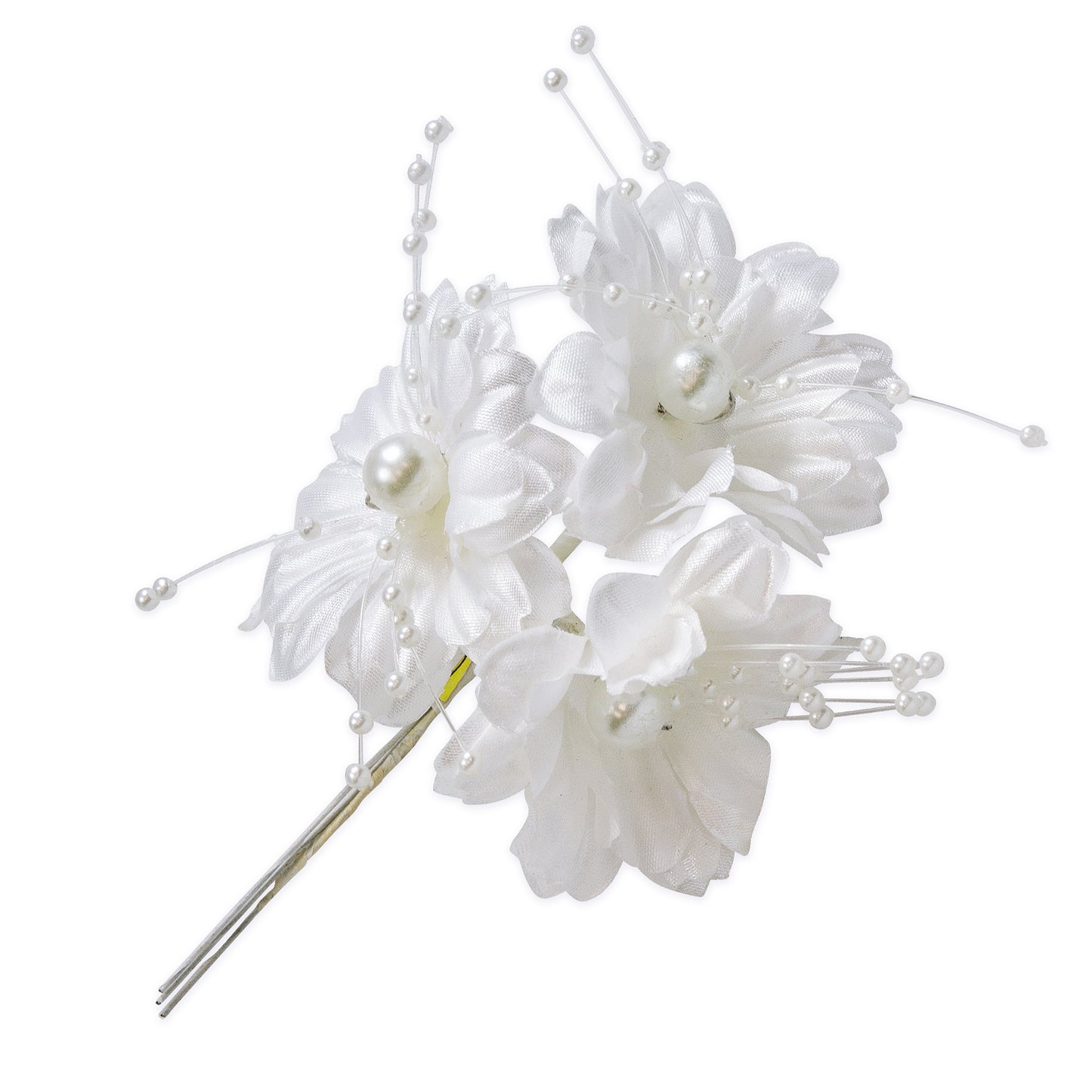 Vintage Bridal Flower with Pearls Spray  - White