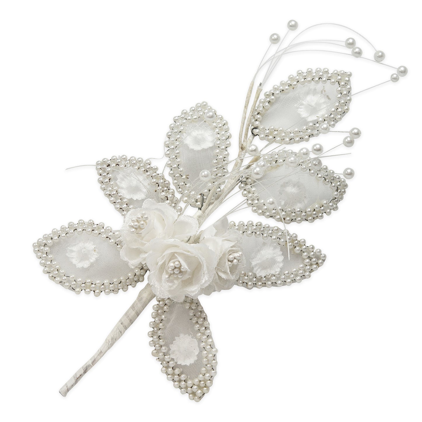 Vintage Bridal Floral with Pearl Leaves Spray