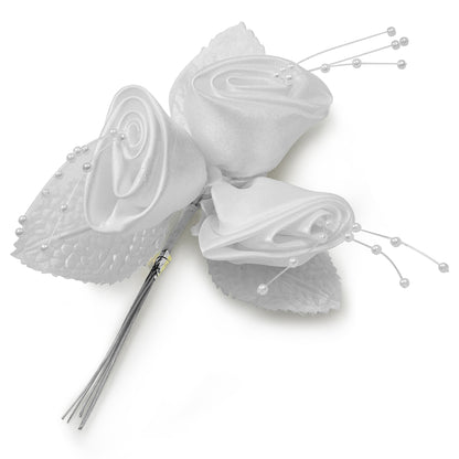 Vintage Satin Roses with Pearl Center Stem