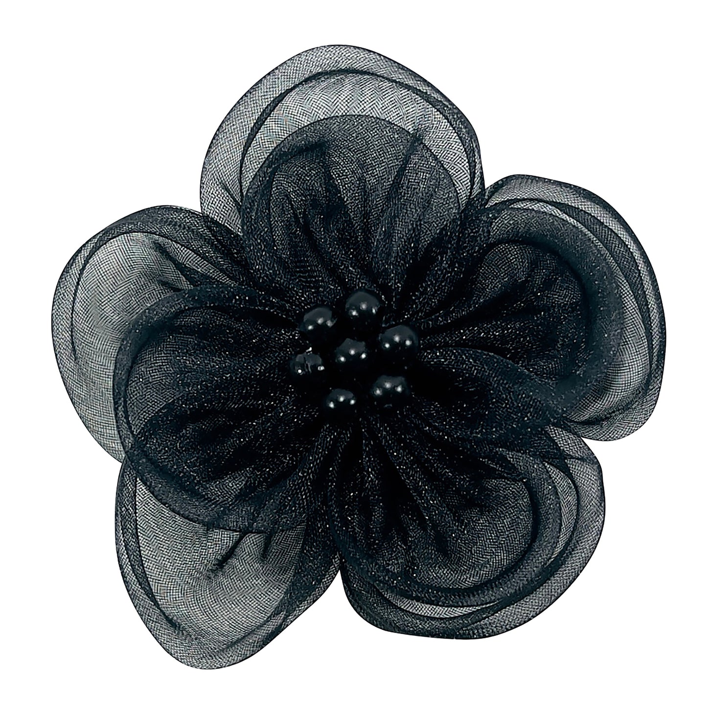 Beaded Organdy Daisy  - Black