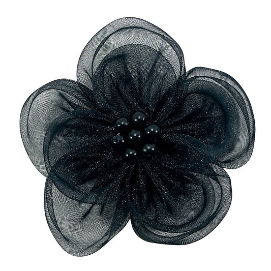 Beaded Organdy Daisy  - Black