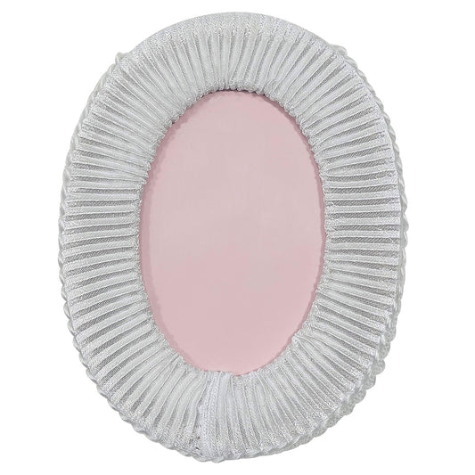 Vintage Pleated Satin Oval Photo Frame  - White