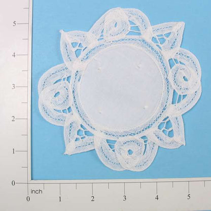 Round Battenburg Doily Applique/Patch - White - 6"