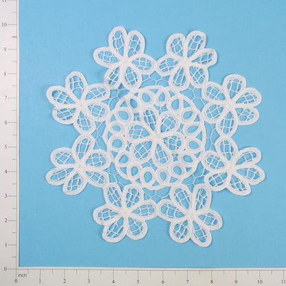 Snowflake Battenburg Doily 10" White