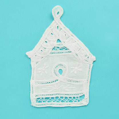 Battenburg Lace Bird House Applique/Patch  - White