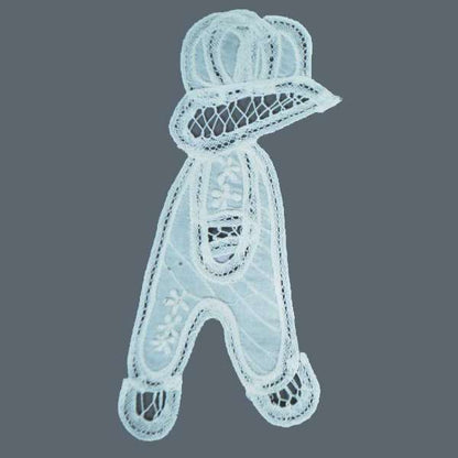 Battenburg Lace Sunbonnet Sam Applique/Patch  - White