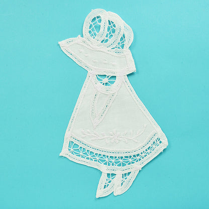 Battenburg Lace Sunbonnet Sue Applique/Patch  - White