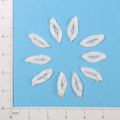 1 3/8" x 1/2" Bouquet Accent Leaves Applique/Patch Pack of 10  - White