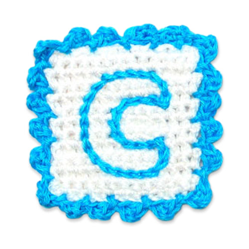 Crochet Baby Block Letter C Applique/Patch  - Blue