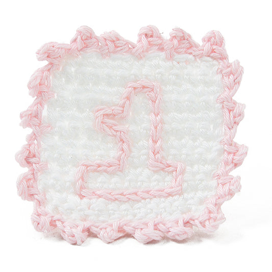 Crochet Baby Block Number 1 Applique/Patch  - Pink