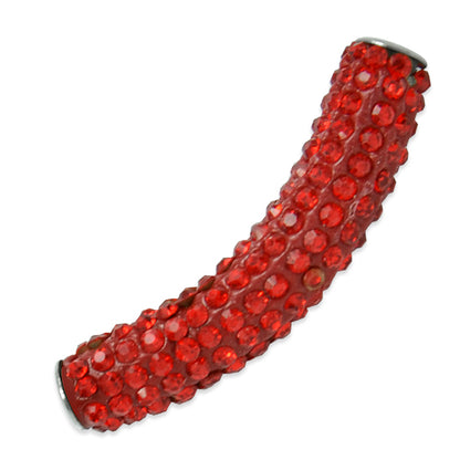 9x45mm Curved Rhinestone-Studded beads   - Red