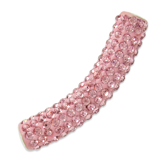 9x45mm Curved Rhinestone-Studded beads   - Pink