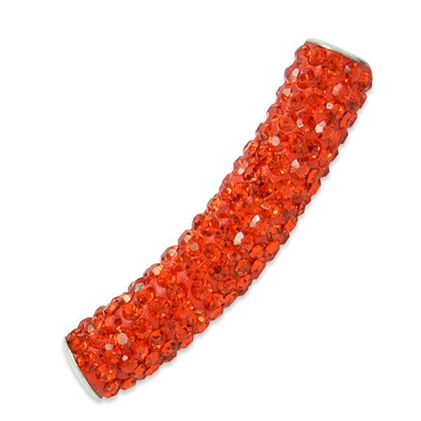 9x45mm Curved Rhinestone-Studded beads   - Orange