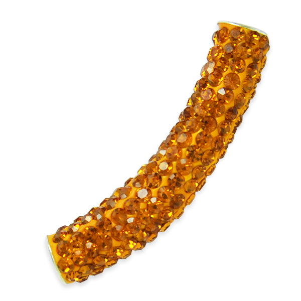 9x45mm Curved Rhinestone-Studded beads   - Gold