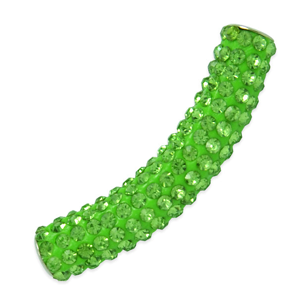 9x45mm Curved Rhinestone-Studded beads   - Green