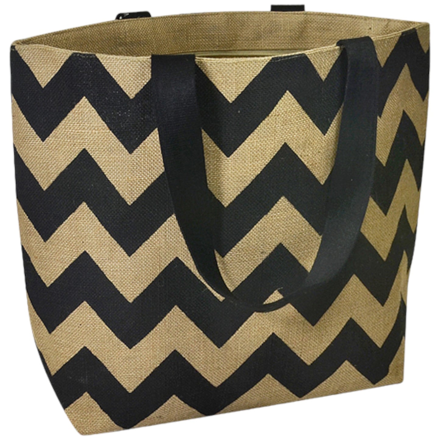 Linwood Bold Chevron Stripe Jute Tote Bag Quilting Essential  - Black