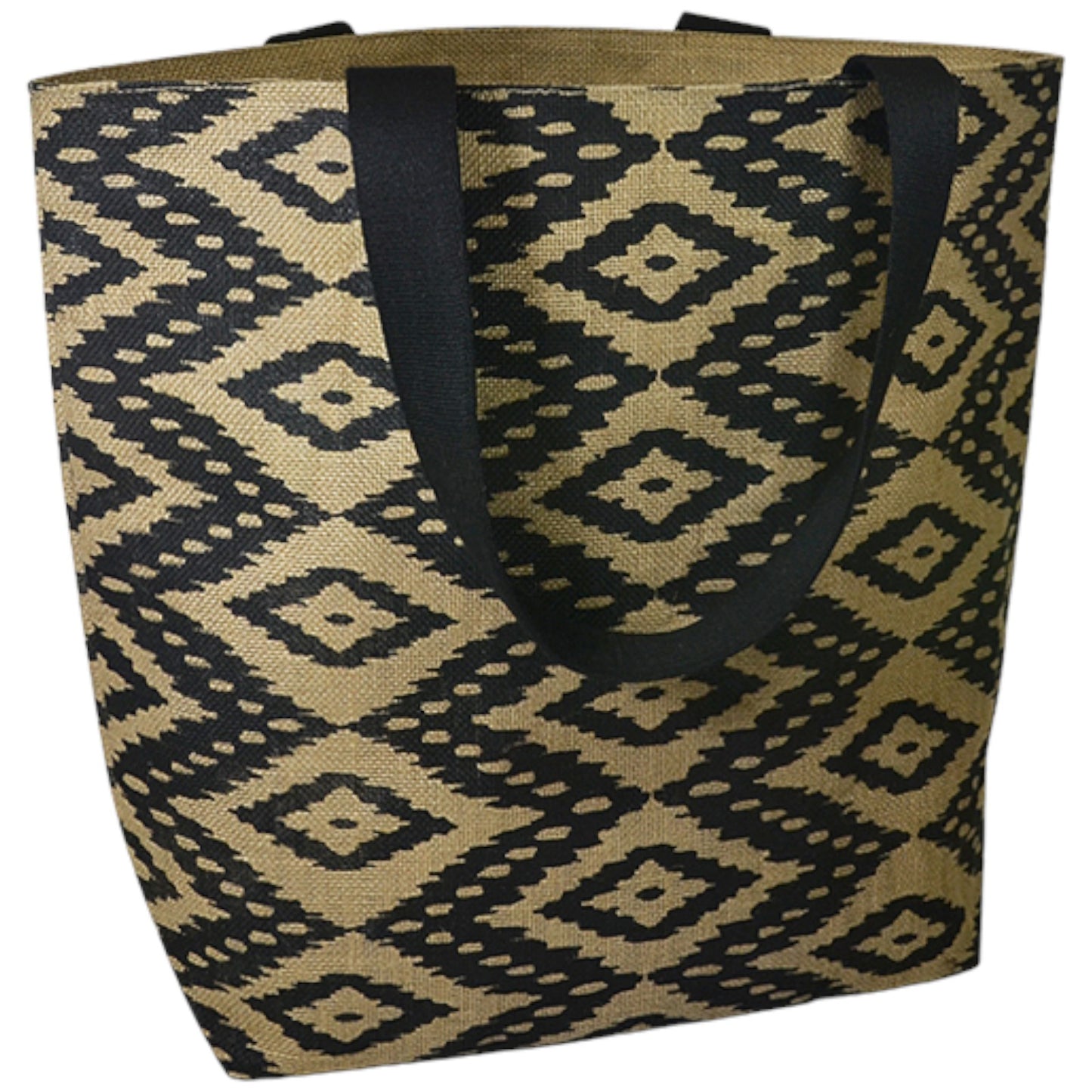 Hawthorn Diamond Aztec Pattern Jute Tote Bag Quilting Essential     - Black/Natural