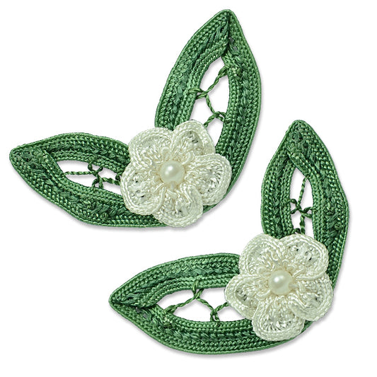 Fleurette with Leaves Applique/Patch Pack of 2