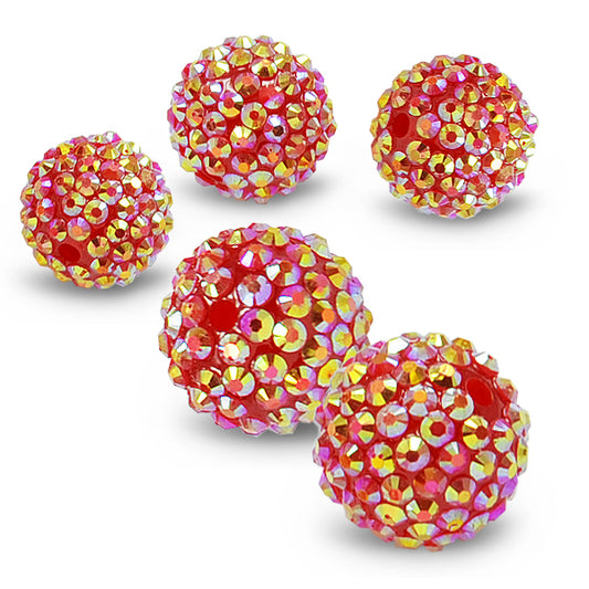 20mm Resin rhinestone beads   - Red  Aurora Borealis