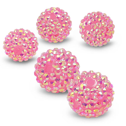 20mm Resin rhinestone beads    - Pink AB