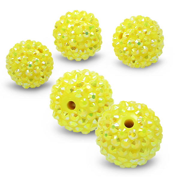 20mm Resin rhinestone beads   - Yellow  Aurora Borealis