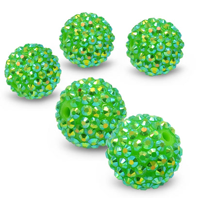 20mm Resin rhinestone beads   - Green Aurora Borealis