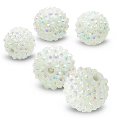 20mm Resin rhinestone beads    - White Aurora Borealis