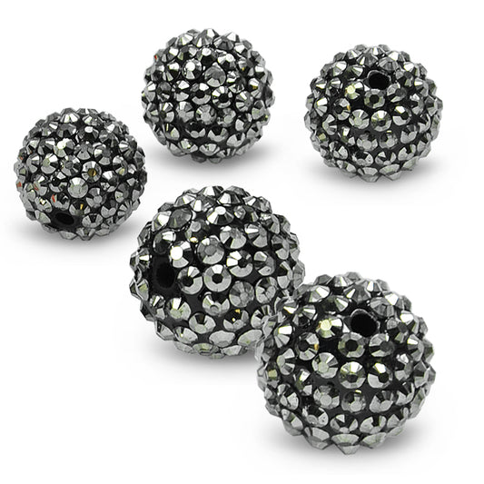 20mm Resin rhinestone beads    - Gunmetal