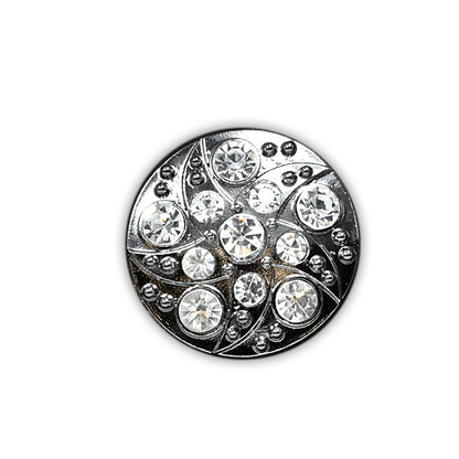 3/4" Rhinestone Settings Round Swirl Button  - Gunmetal