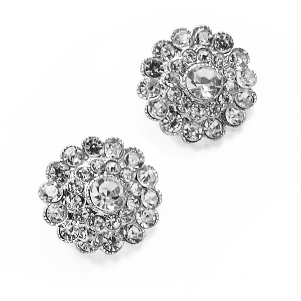 22mm Khia Rhinestone Button Pk/2  - Crystal