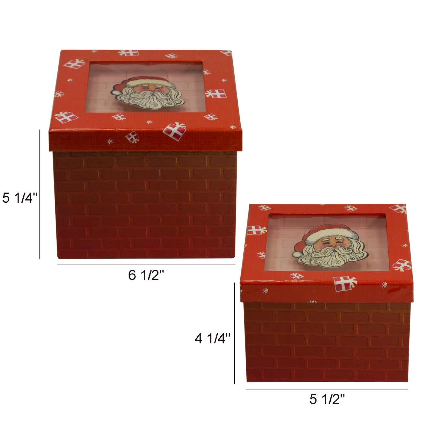 Gift Box Set with Decorative Santa Applique/Patch  - Red