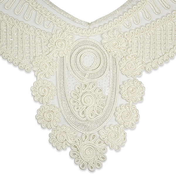 Moon Embroidery Venice Lace Collar 12 1/2" x 11"  - Natural