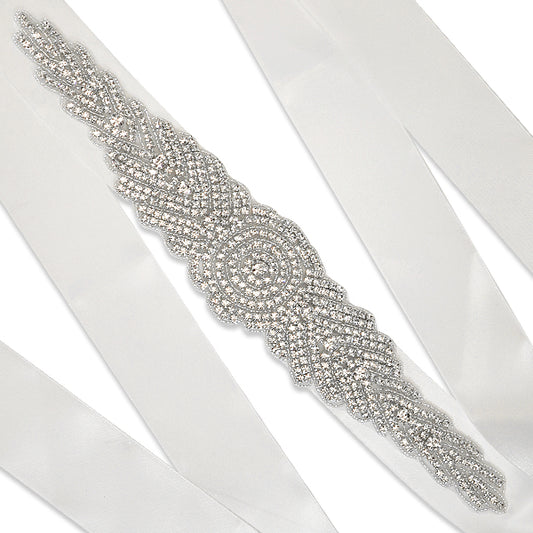 Rhinestone Sash Belt   - Crystal