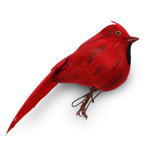 Feathered Bird Accent Decor 4 1/2"  - Red