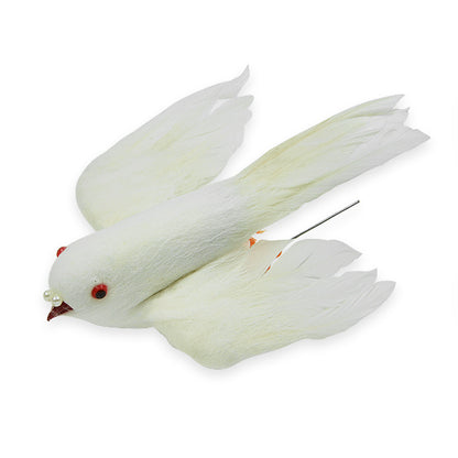 Serene White Dove Bird Accent Decor 6" X 5" Real Feathers