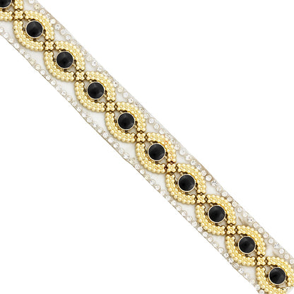 Tania 5/8"  Rhinestone Beaded Iron-On Trim (Sold by the Yard)