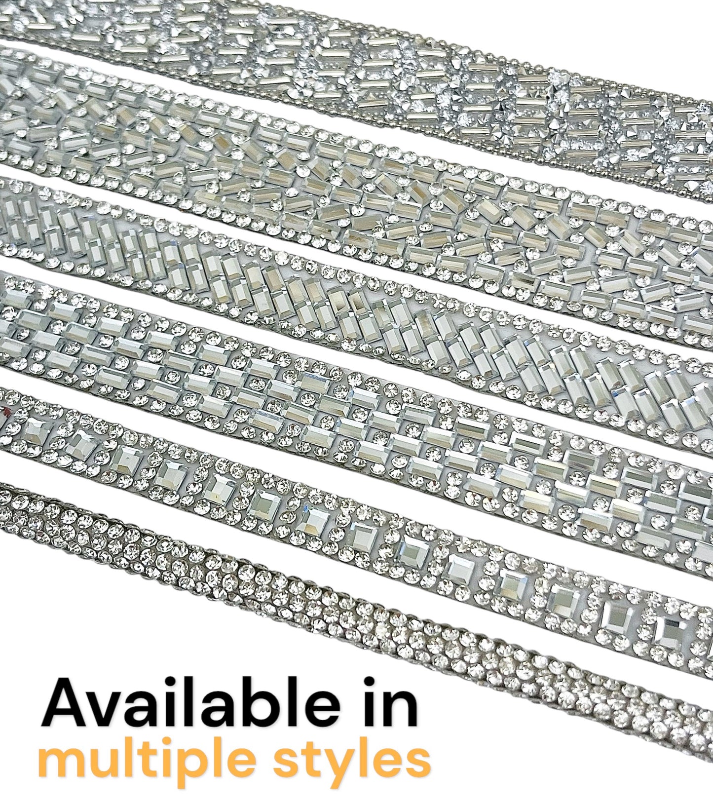 Mila 1/2" Iron-on Rhinestone Trim (Sold by the Yard)