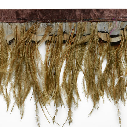 Ostrich and Tiger Feather Fringe Trim  (Sold by the Yard)