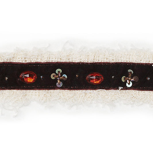 Velvet and Gem Trim - Burgundy (Sold by the Yard)