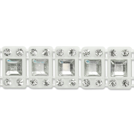 Cube and Dot Rhinestone Trim - 5x5MM+SS10  (Sold by the Yard)