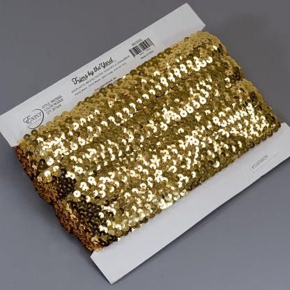 3 Row 1 1/4" Metallic Stretch Sequin Trim (Sold by the Yard)