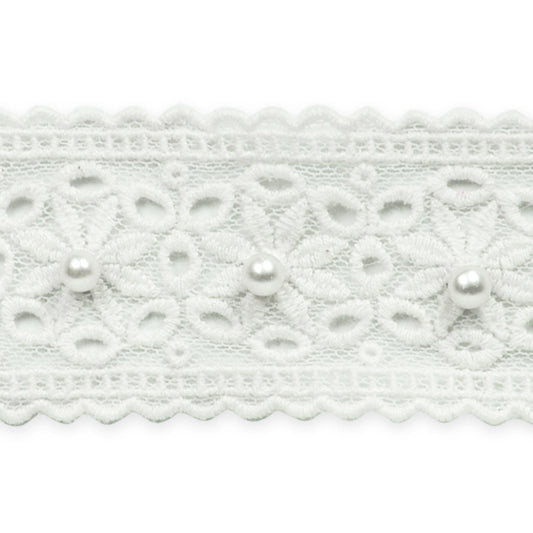 Vintage Bridal Daisy and Pearl Lace Trim (Sold by the Yard)