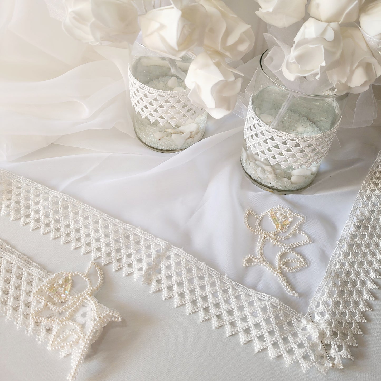 Vintage Bridal Daisy and Pearl Lace Trim (Sold by the Yard)