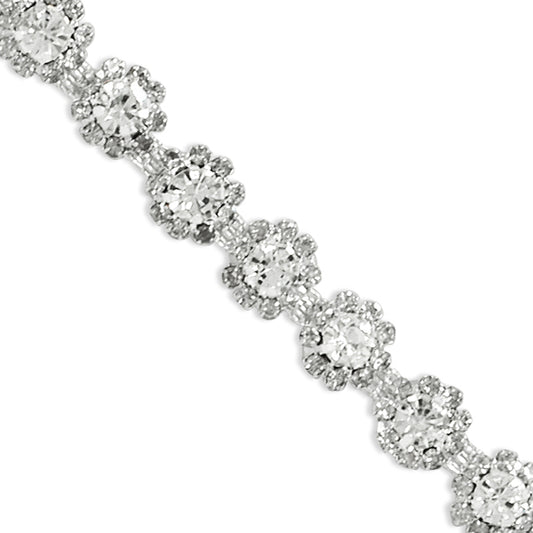 Vanya 1/2" Rhinestone Floral Motifs Chain Trim   (Sold by the Yard)