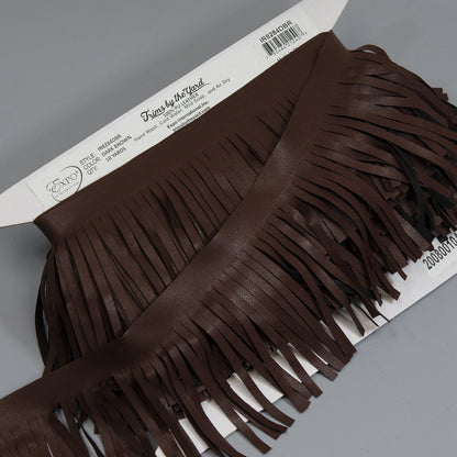 4" Matte Finish Vegan Leather Fringe Trim  (Sold by the Yard)